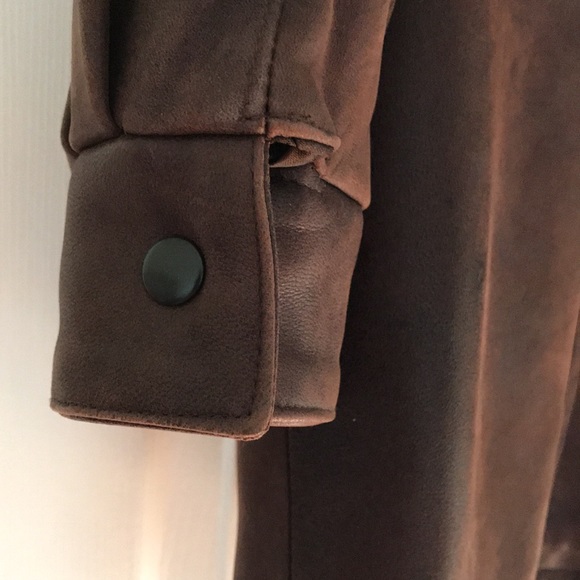 Vintage Acton The Old Hyde House 3/4 length leather hooded coat - Picture 8 of 16